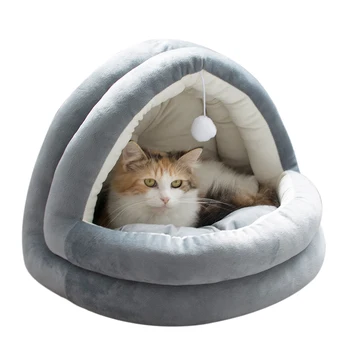 Wholesale Custom Warm Pet House Bed with Ball Toy Comfortable Cat Bed