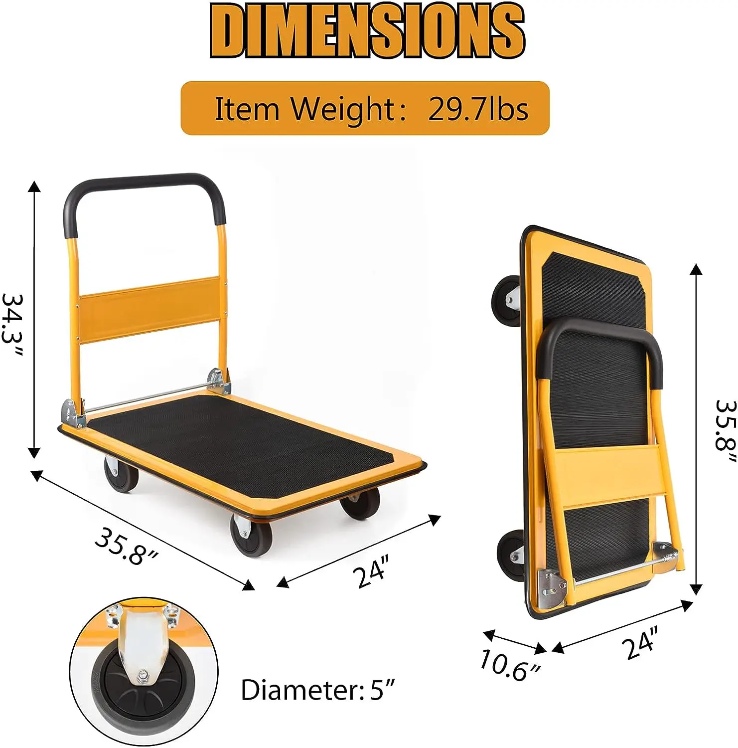 360 Degree Swivel Wheels Platform Truck Hand Truck Foldable Dolly Cart Mini Dumper Trolley Hand Mini Dumper Trolley