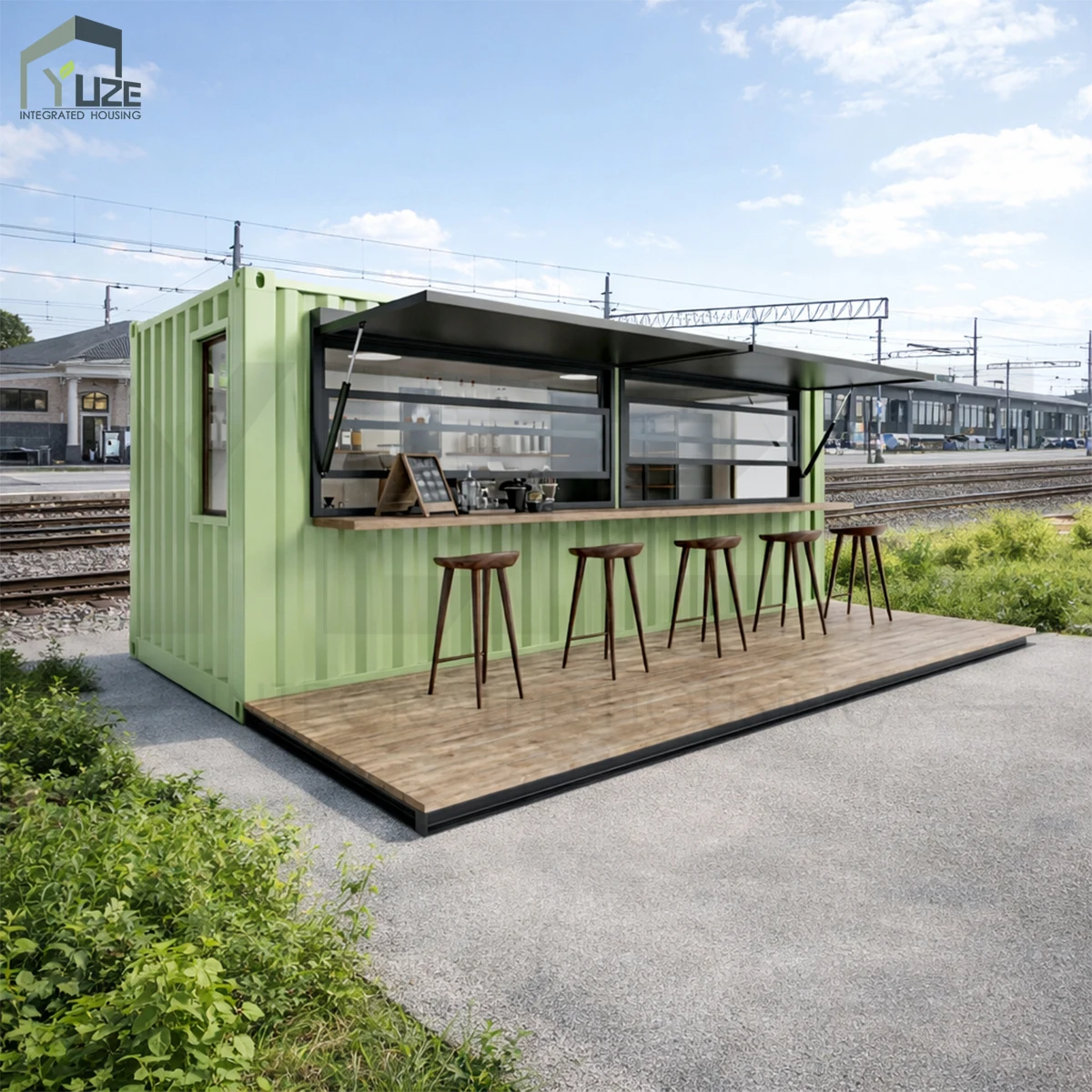 Prefabricated Fast Food Container Shop Stylish Steel Mobile Shipping Container Bar