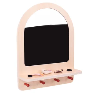Unisex Interactive Kindergarten Early Education Toys New Kidsren's Wooden Play House Makeup Mirror Role-Playing Scene Years