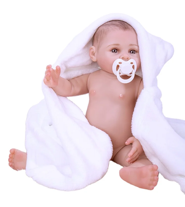 Прекрасная игрушка реалистичные 21 дюймов полный корпус силиконовая Возрожденный ребёнок бледный кукла 44 см куклы новорожденных