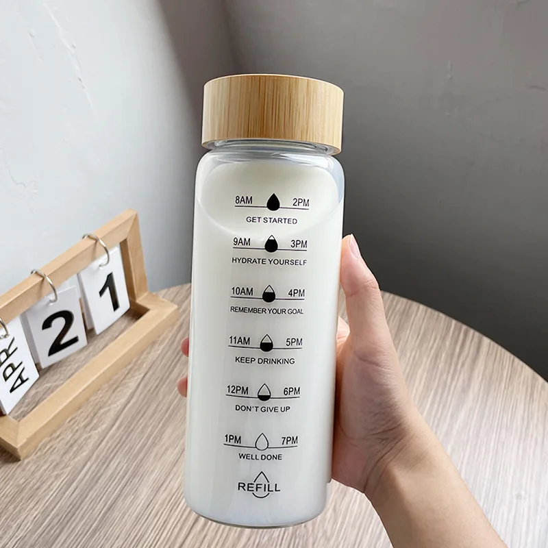 1 Liter Water Bottle with Time Marker - Reusable & Eco-friendly