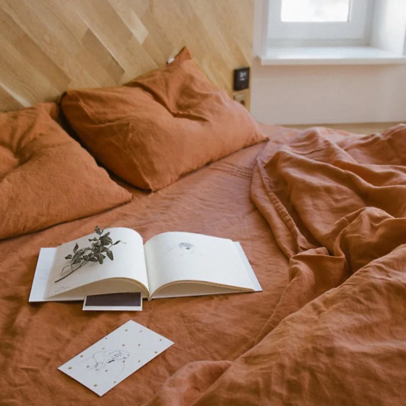 GOTS New Design Eco Friendly Soft Flax Linen Duvet Cover Stone Washed 100% French Linen Bedding Sheet Set