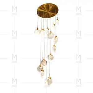 HOT SALE Moroccan Stair Gold Glass Ball Led Chandeliers Pendant Light  Modern 2022