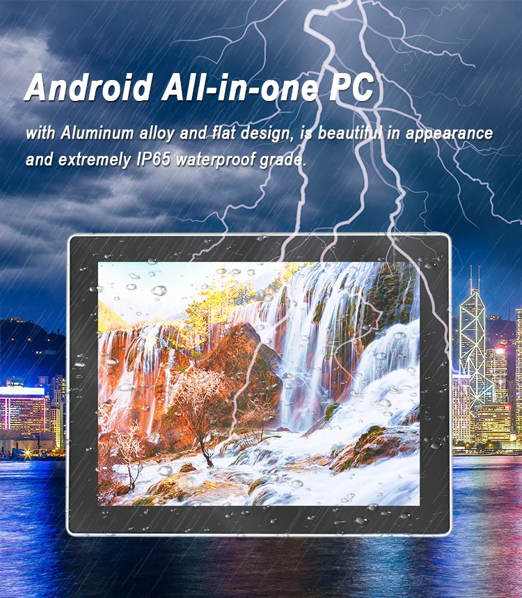 15 Inch Smart AIO Aluminum Industrial Pure Flat All One Panel PC AMD Android PCAP Touch for USB 16GB RAMBO Business Use Tablet
