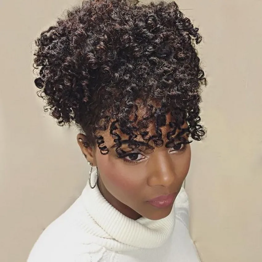 Clips Afro Puff With Bangs Fringe Kinky Twist Extension/braiding For American 120g - Buy Wholesale Virgin Hair Vendors,Afro Puff,Clip In Hair Extension Product on Alibaba.com
