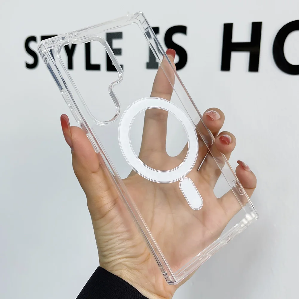 适用于三星 Galaxy A16 S25 的透明磁性硬质防震手机壳