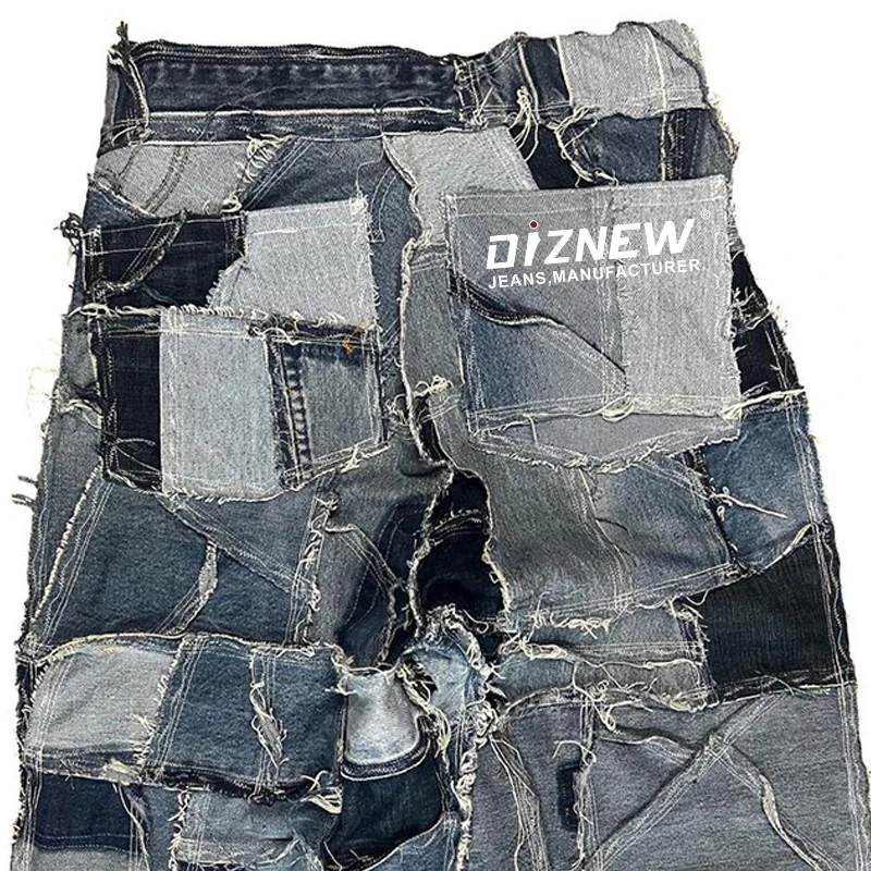 DiZNEW Streetwear Custom Designer Frayed Trousers Denim Pants Ripped Skinny Jeans Men manufacture