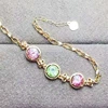 18k gold 2.3ct natural tourmaline chain bracelet pink and green