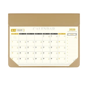 Desk Calendar with Customizable Cover & Pages, PU Material for Logo, Promotional Advertising Calendar for Bulk Corporate Gift