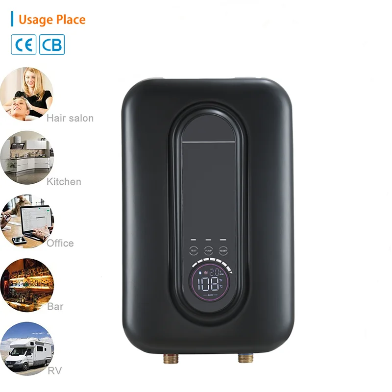 High Quality 4500W 220V Button Control Tankless Water Heater Instantaneous Geyser Shower with Pump