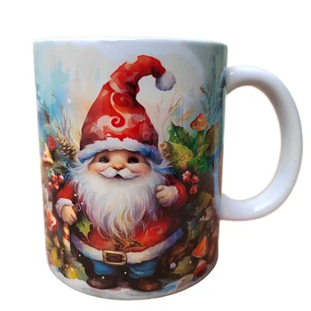 2024 Hot Selling 11oz White Sublimation Customizable Badge Santa Mug