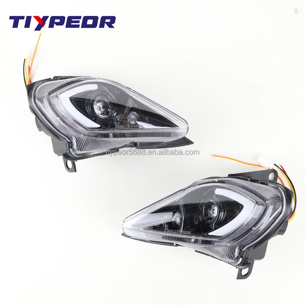 product tiypeor hot sales black led headlight front lamp assembly with hi low beam drl led projector headlights for yamaha yfz raptor-5