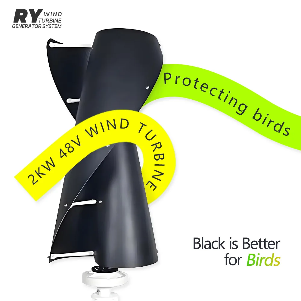 RY Small Wind Turbine Power Generation Free Energy Vertical Axis Windmill Mills 2kw 5kw 10kw 12v 24v Residential Wind Generators
