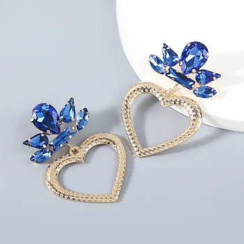 Exaggerated alloy diamond-studded rhinestone flower heart-shaped female party earrings