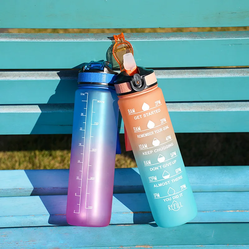 1000ml Water Bottle Tritan Bpa Free Motivational Outdoor Sports Water ...