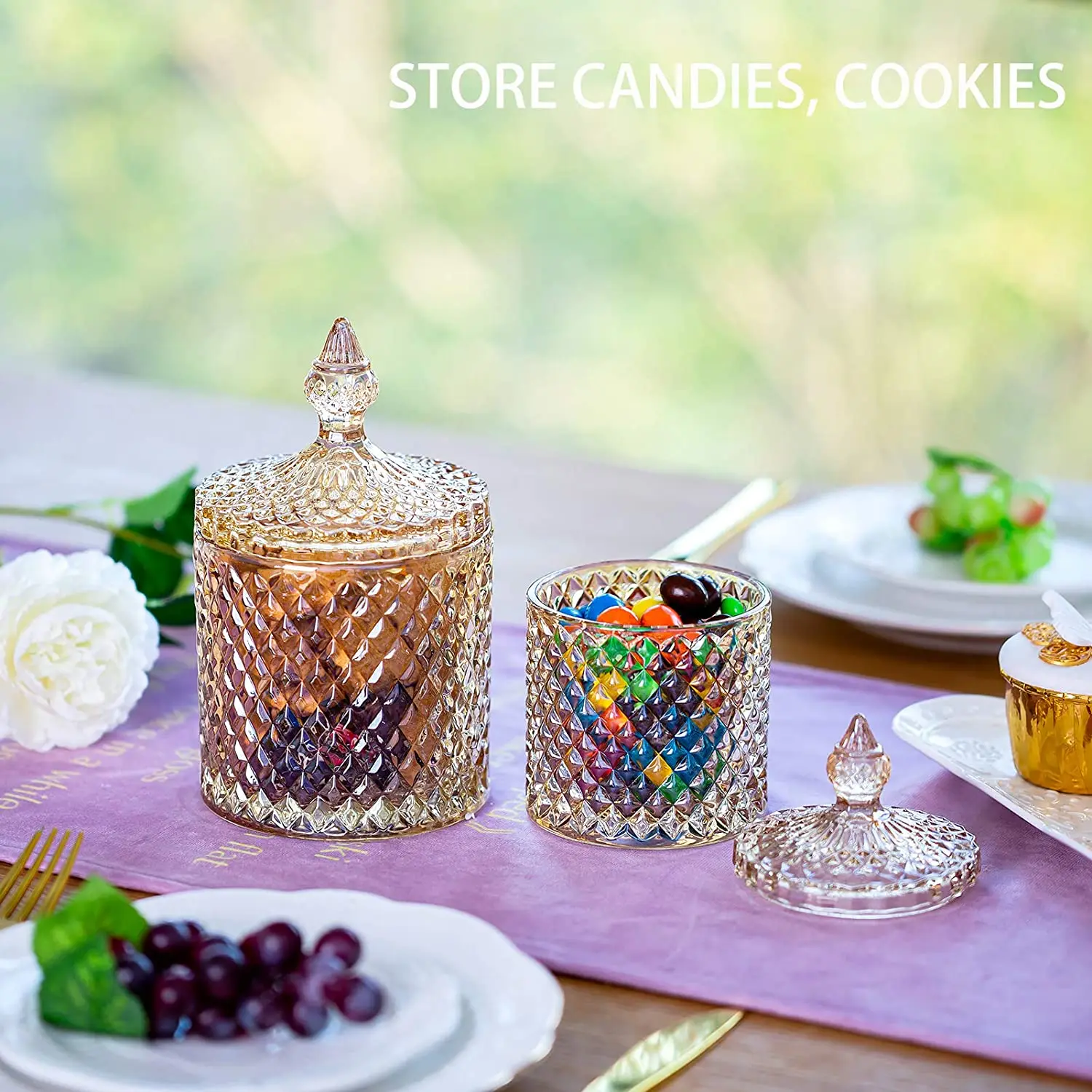 Food Grade Clear Candy Jar with Lid Decorative Candy Bowl Crystal Covered  Glass Candy Dish for Nut Cookie Biscuits Sweets - China Candy Jar and Glass Candy  Jar price