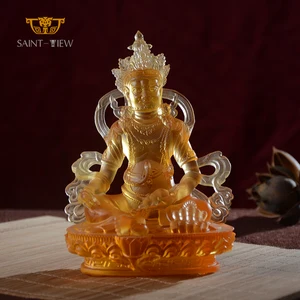 India Yellow Jambhala Statues Crystal Buddhist Sculptures Handmade Buddha Effigy Wholesale