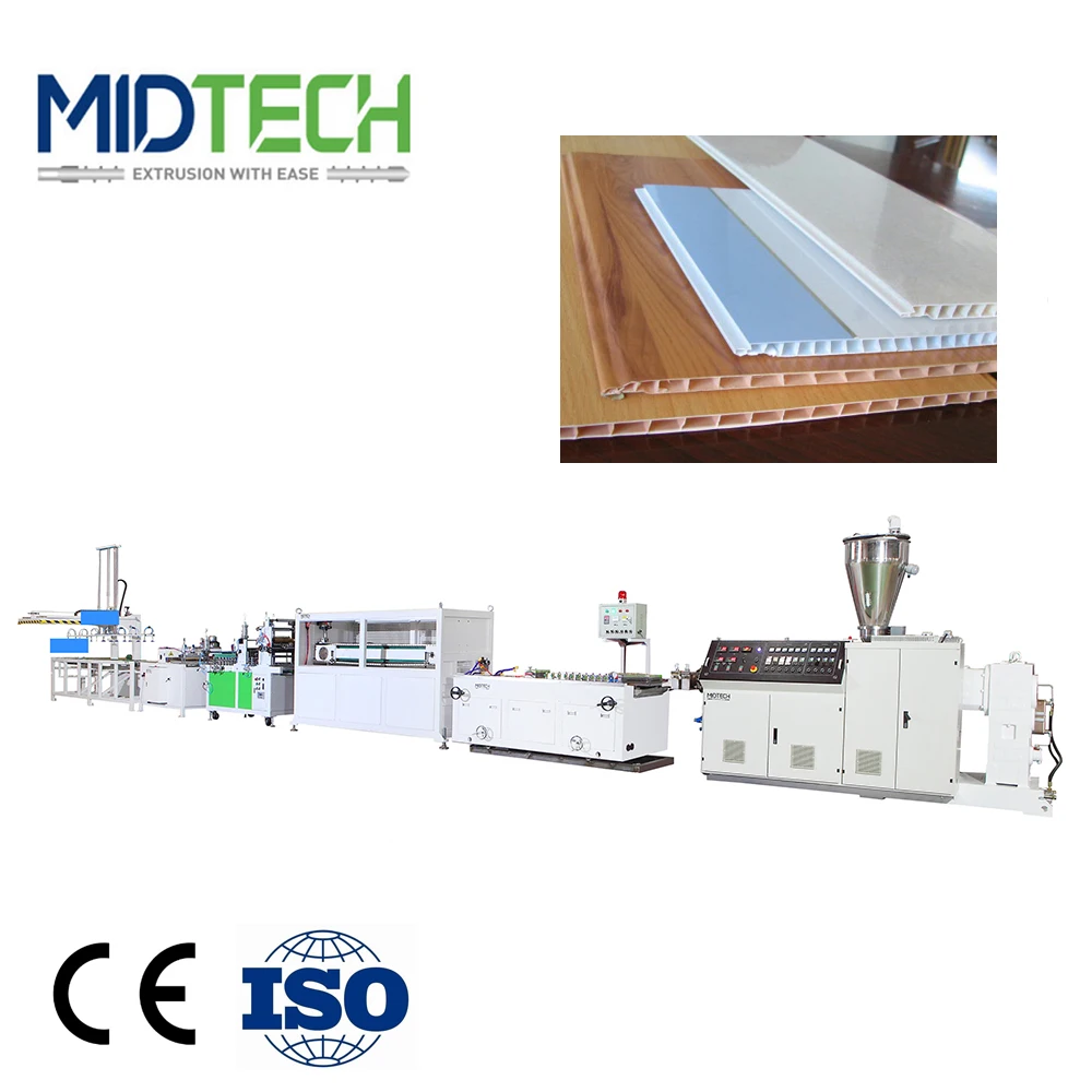 MIDTECH Twin Screw Extruder Mesin Pembuat Panel Dinding Plafon PVC Plastik
