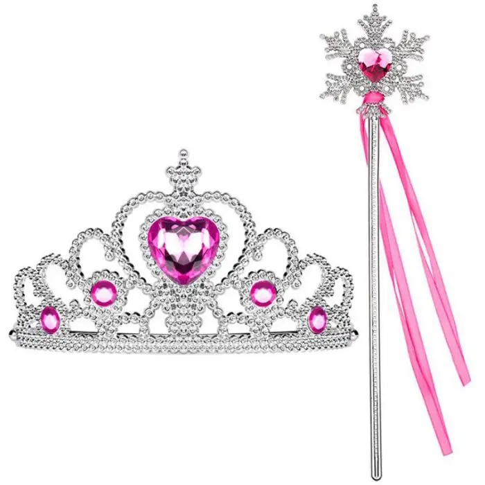 Princess Elsa Crown Tiara And Wand Set Silver Heart Jewel Buy