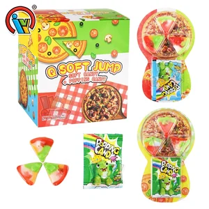 Halal Custom Food Shaped Pizza Chewy Gummy Candy with Popping Candy Supply