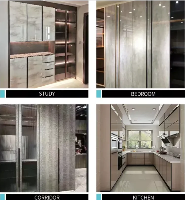 Cabinets use high quality white high gloss matte melamine 18 mm polyester PET plywood