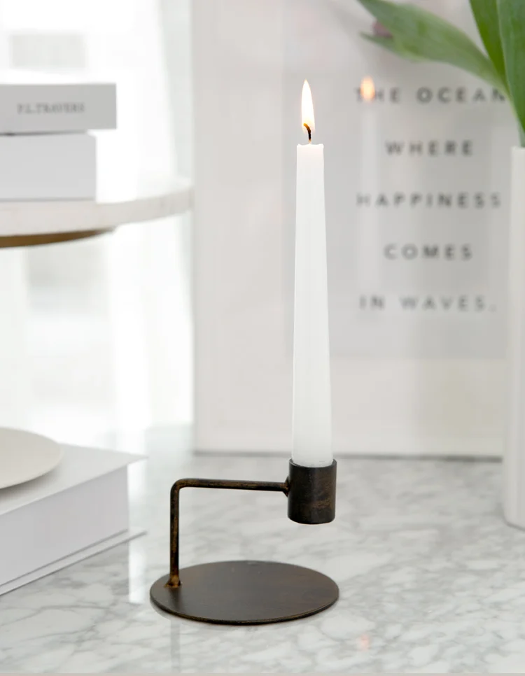 Modern Metal Black Skinny Taper Candlestick Pillar Candle Holders for ...