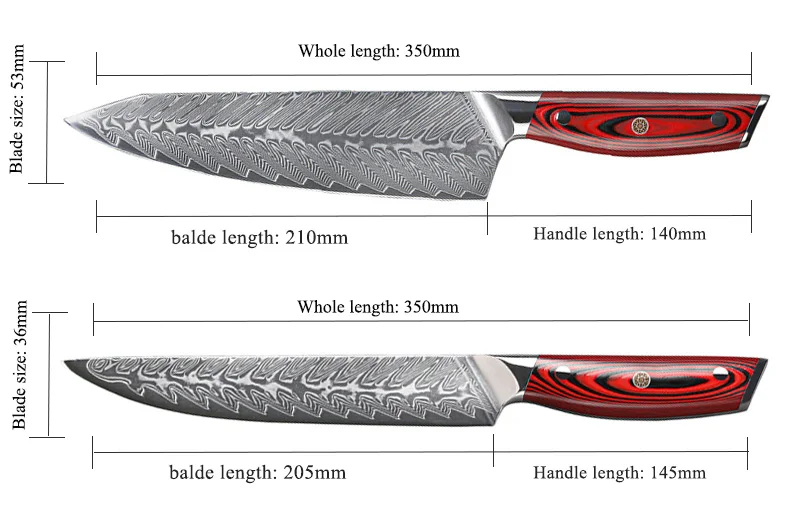 Professional Handemade Japanese Kitchen Knife Set 6 PCS Damascus Steel Chef knife Set