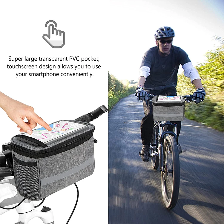 Wholesale Custom Logo Travel Bicycle Basket Front Storage Insulated Cooler Handlebar Frame Bike Bag_voghion.com