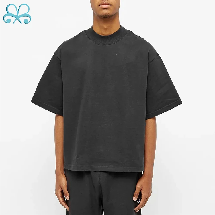 Custom Logo Mens Washed Oversized T-shirts Short Sleeve Ribbed Mock Neck  Black Tee - Buy Mens Washed T-shirts,Custom T-shirts,Oversized T-shirts  Product on Alibaba.com