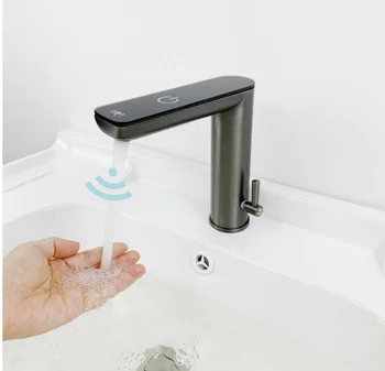 copper material touch / sensing dual control LED basin faucet intelligent bathroom sensor faucet