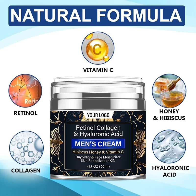 Natural & Organic Mens Face Cream Skin Moisturizer with Collagen, Retinol, Hyaluronic Acid, Vitamin C(pic1)