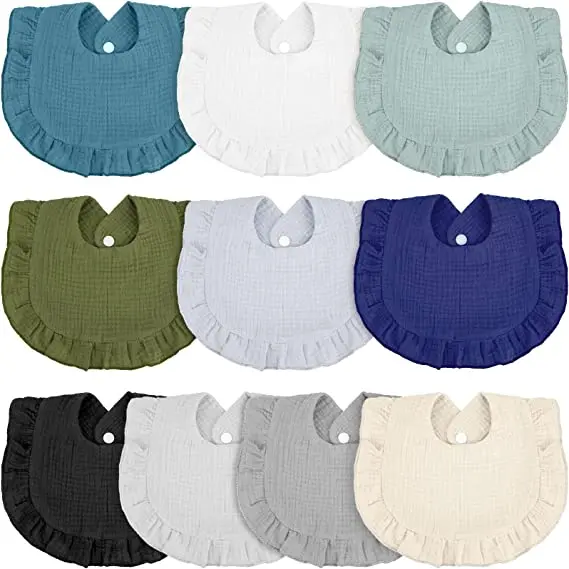 Bavoirs en mousseline pour bébé, Bandana en coton doux et réglable pour nouveau-né, fille et garçon, nourrissons, dentition