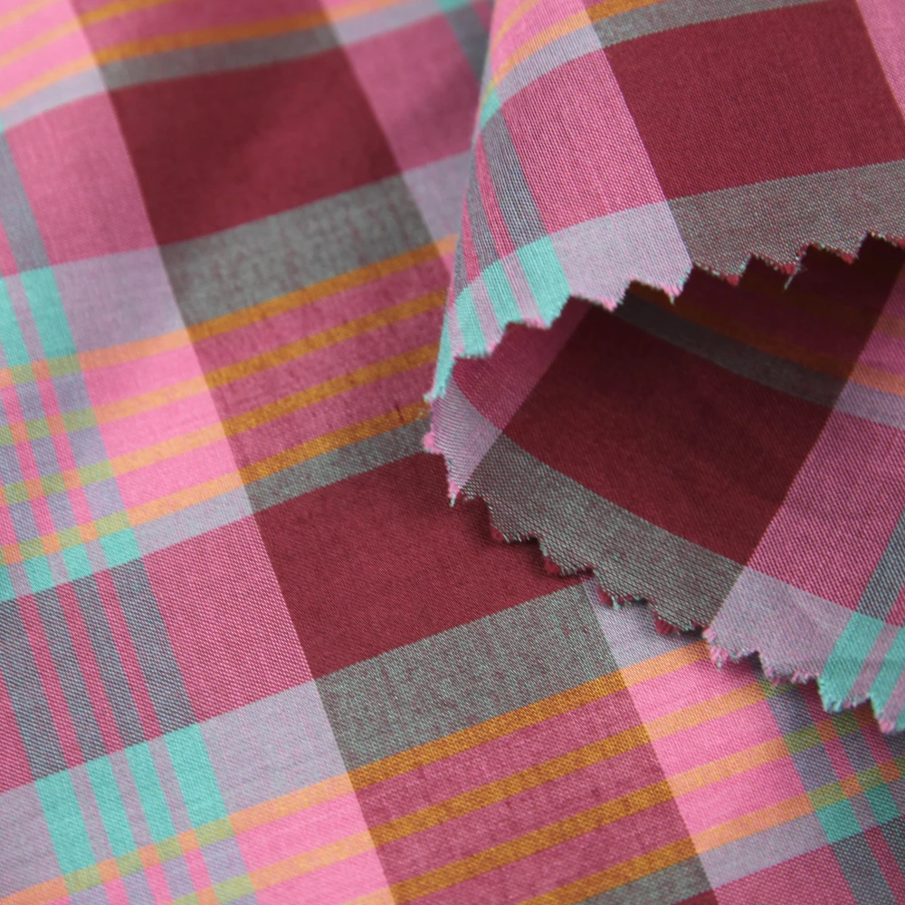 Красивая удобная дышащая Модная шелковая хлопчатобумажная пряжа окрашенная ткань в клетку платье рубашка юбка