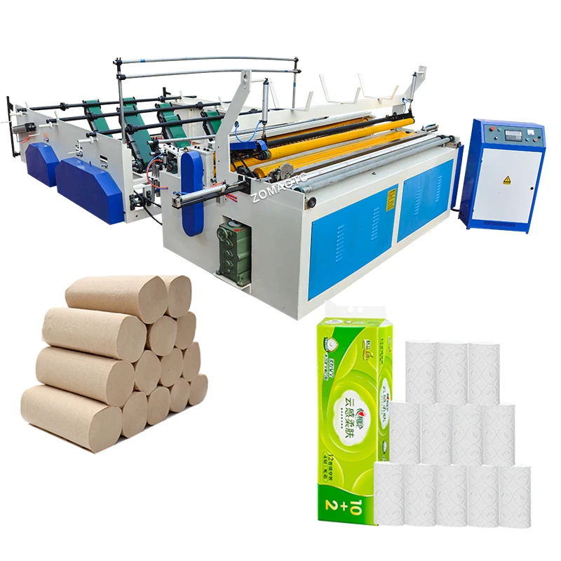 Professional Manufacturing Fully Automatic Toilet Paper Roll Making Rewinding Cutting  Wrapping Toilet Paper Making Machine Line