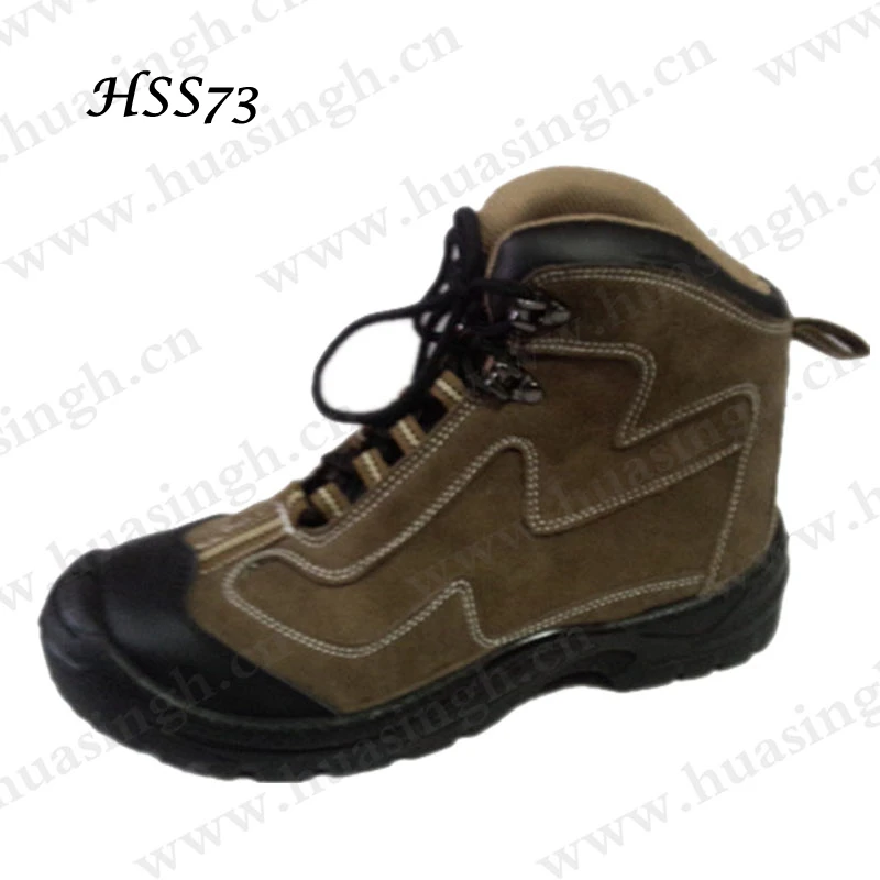 Rwh,factory Direct Brown Hiking Shoes with Steel Toe and Plate Lace-up Anti-acid Double Density PU Sole Sport Safety Shoes HSS73