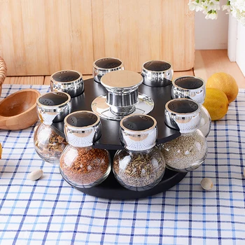 6pcs/set 100ml*6 Heat-resistant Glass Rotating Spice Jars With