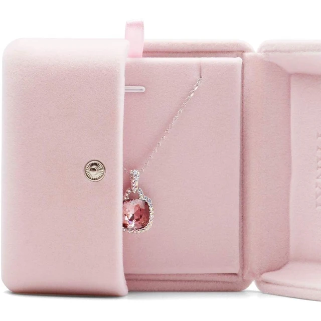 Custom Logo Printed Brand Girls Pink Jewelry Packing Packaging Box Luxury Velvet Storage Boxes Organizer