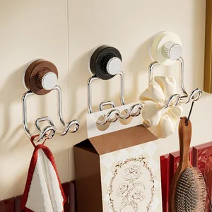 Double-Headed Stainless Steel Suction Cup Hook Strong Load-Bearing Vacuum Paper Towel Double Hook Punch-Free Novelty Hook