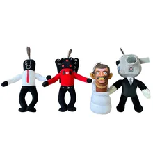 Funny Humorous Black White Speakerman Stuffed Plush Toy  Toilet Man Sound Man Plush Toy Doll Game Peripheral Home Decoration