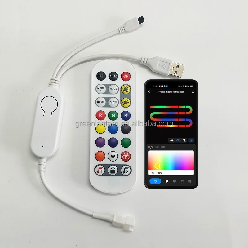 Mini SPI Addressable RGB LED Light Controller USB 5V Input WiFi App ...