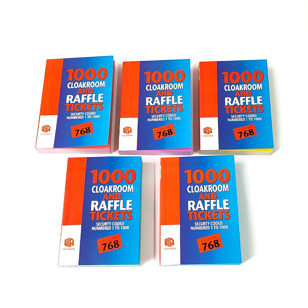 High Quality Printing Raffle Tickets and Cloakroom 1000 Numbered Custom Lucky Raffle Ticket Book