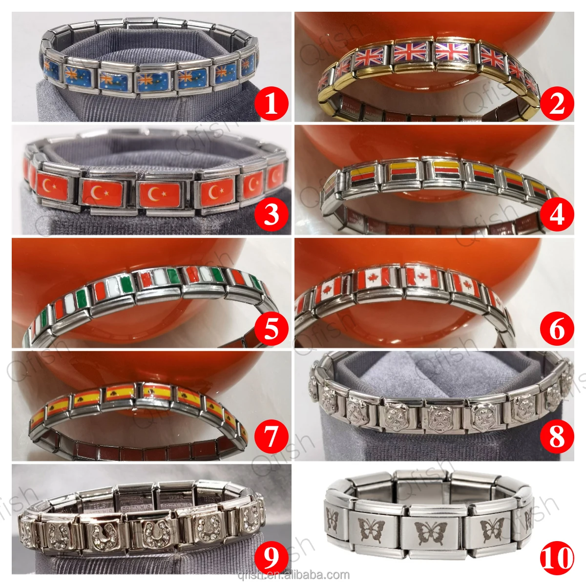 2023 Wholesale 9mm Stainless Steel Women Men Patten Mixed Lot Charms