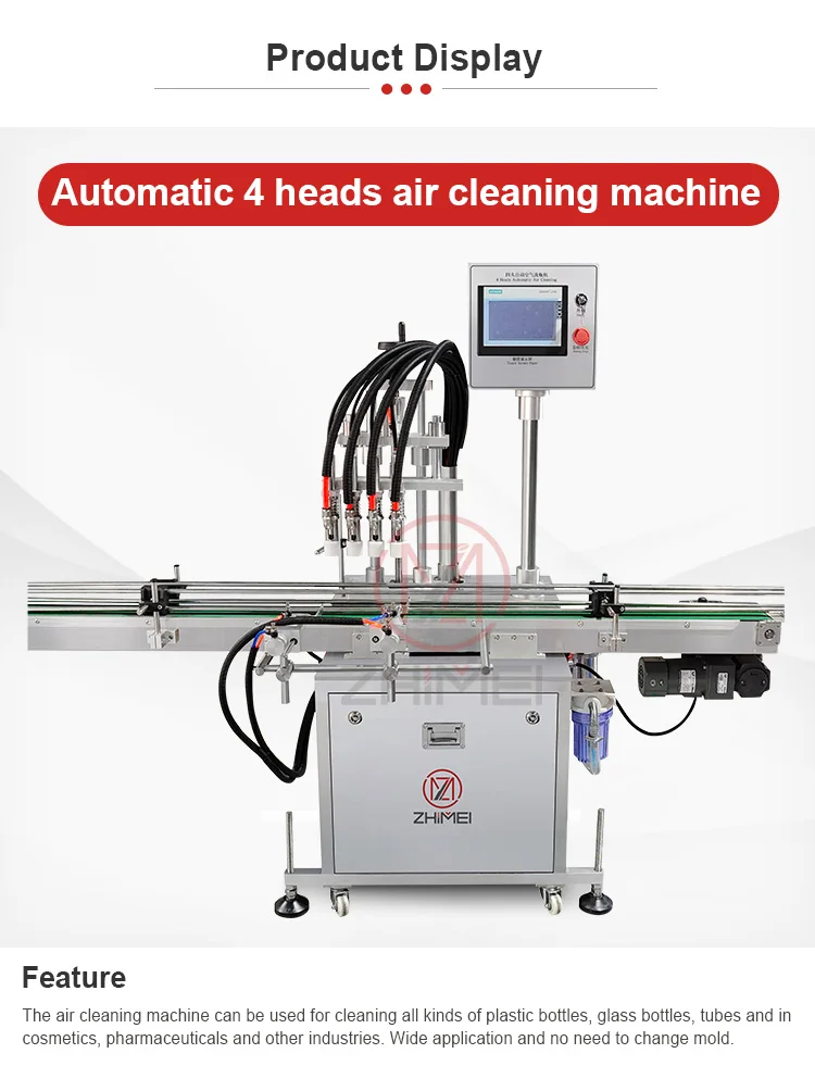 Linear Rinser Machine Automatic 4 Heads Linear Air Water Bottle Rinser Perfume Glass Bottle ...