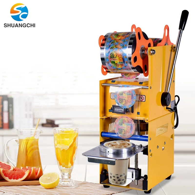 Manual Cup Sealing Machine Commercial Boba Milk Tea Cup Sealer Machine Cup Sealing Maker Industrial Plastic Cartons 35pcs/min