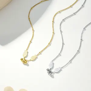 Fashion Simple Jewelry Cute Nifty Fish Necklace Three Steel Ball Pendant Stainless Steel Link Chain Women's Sporty