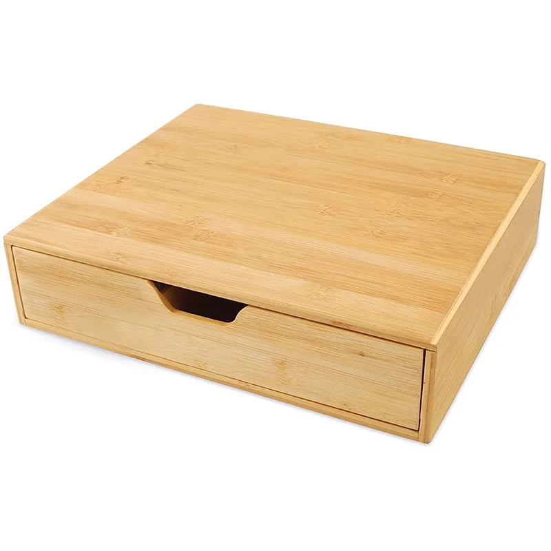 Wholesale Bamboo Laser Logo Multi-functional Save Space Coffee Pod Organizer Drawer Countertop Stand for Coffee Machine Home