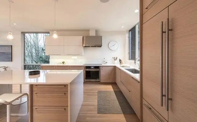 2021 Fashion customized wood grain cabinets kitchen modern kitchen cabinets Island kitchen cabinet design