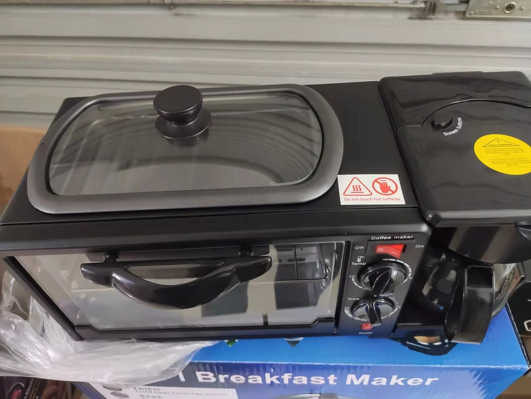 2022 Household 3-in-1 Breakfast Maker with Toast Oven and Coffee Maker Electric Frying Pan for Indoor and Outdoor Use