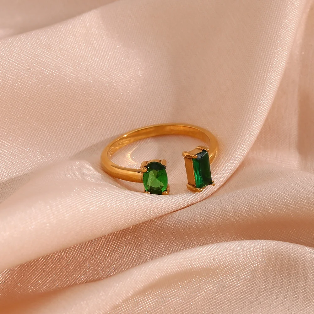 Crystal AAA Square Oval Zircon Rings - 18K Gold Plated